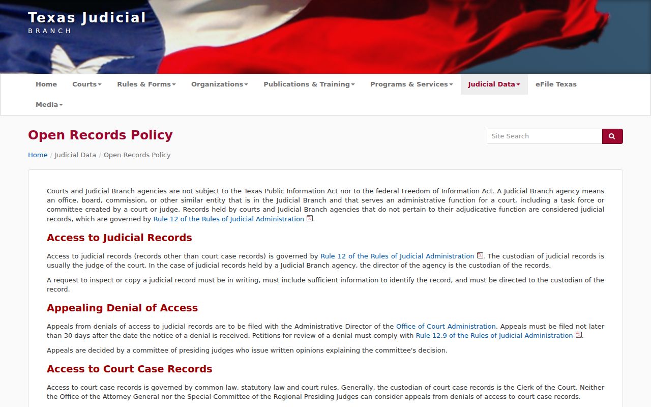 Texas judiciary open-records policy