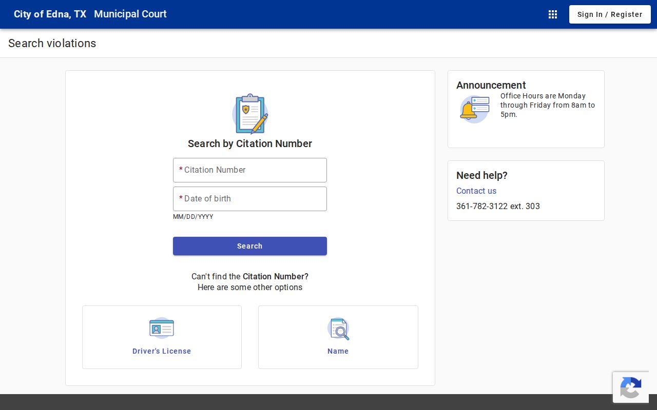 Edna court docket citation portal