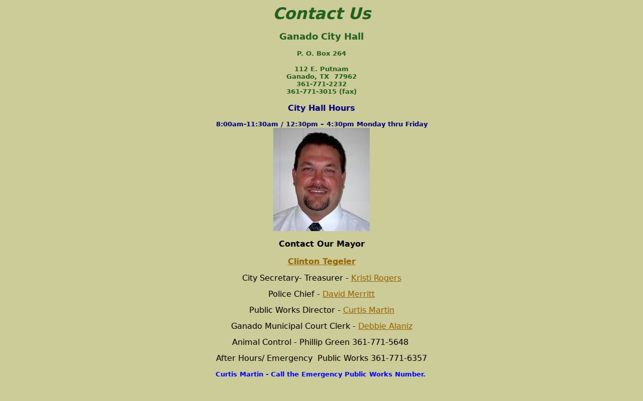 Ganado court docket City Hall and municipal contact information