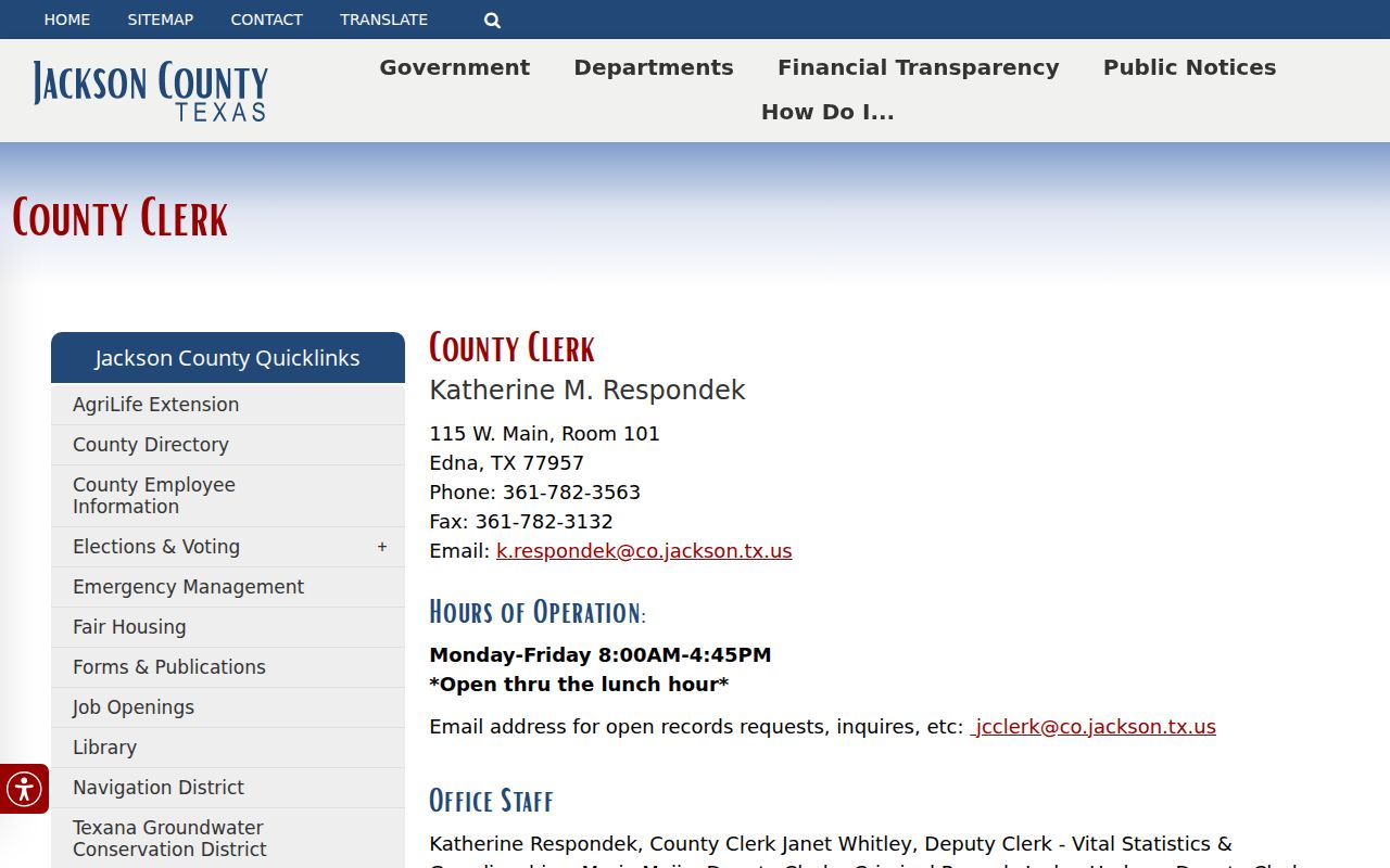 Jackson County Clerk court docket and records page