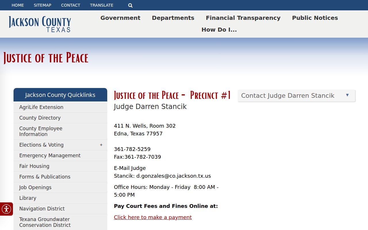 Jackson County justice court docket office contacts
